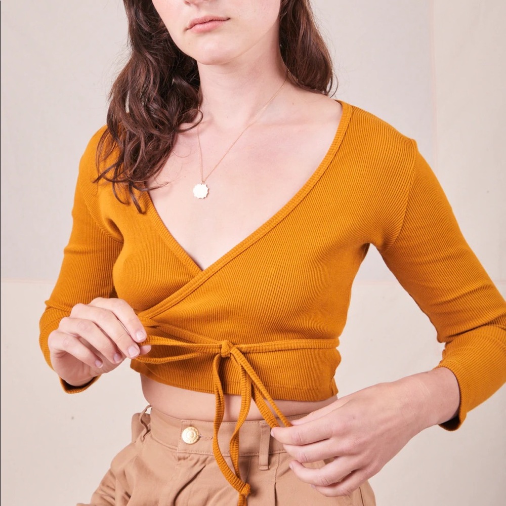 Big Bud Press Wrap Top, Size 2 (XXS,XS) — Spicy Mustard